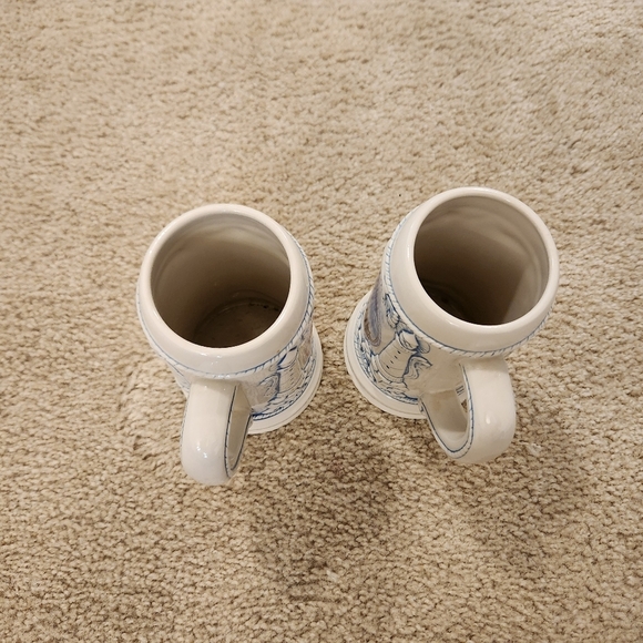 Set Of 2 Lighthouse Beer Steins Ceramic Maine Ohio Michigan No Lids - Picture 5 of 6